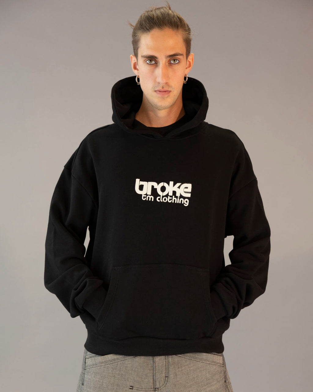 ARTY SWEAT HOODED BROKE ITALIAN BOOD BLACK