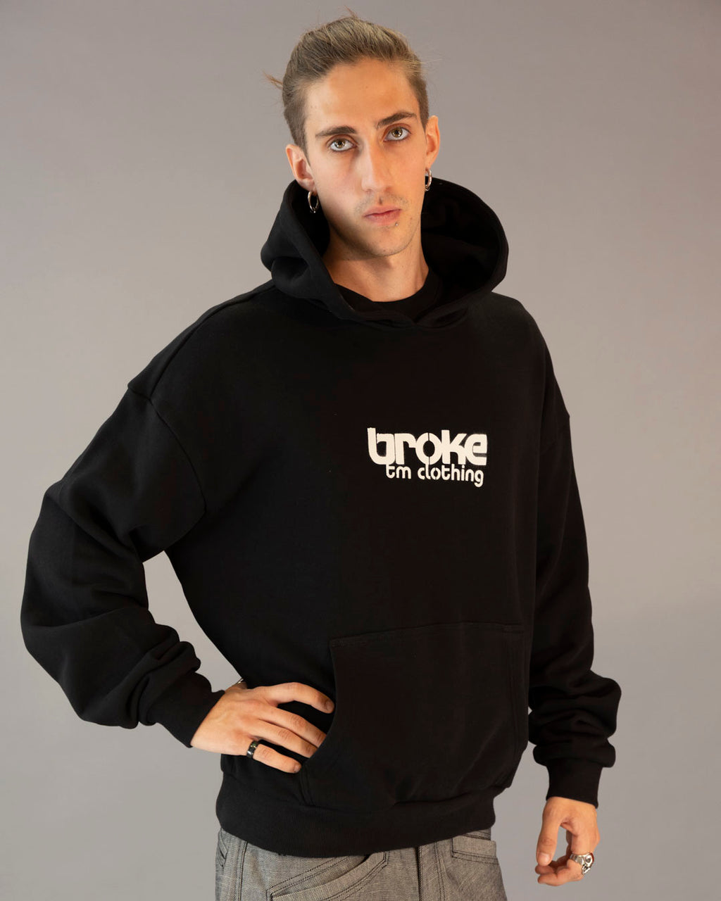ARTY SWEAT HOODED BROKE ITALIAN BOOD BLACK