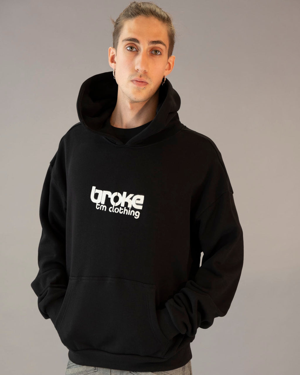 ARTY SWEAT HOODED BROKE ITALIAN BOOD BLACK