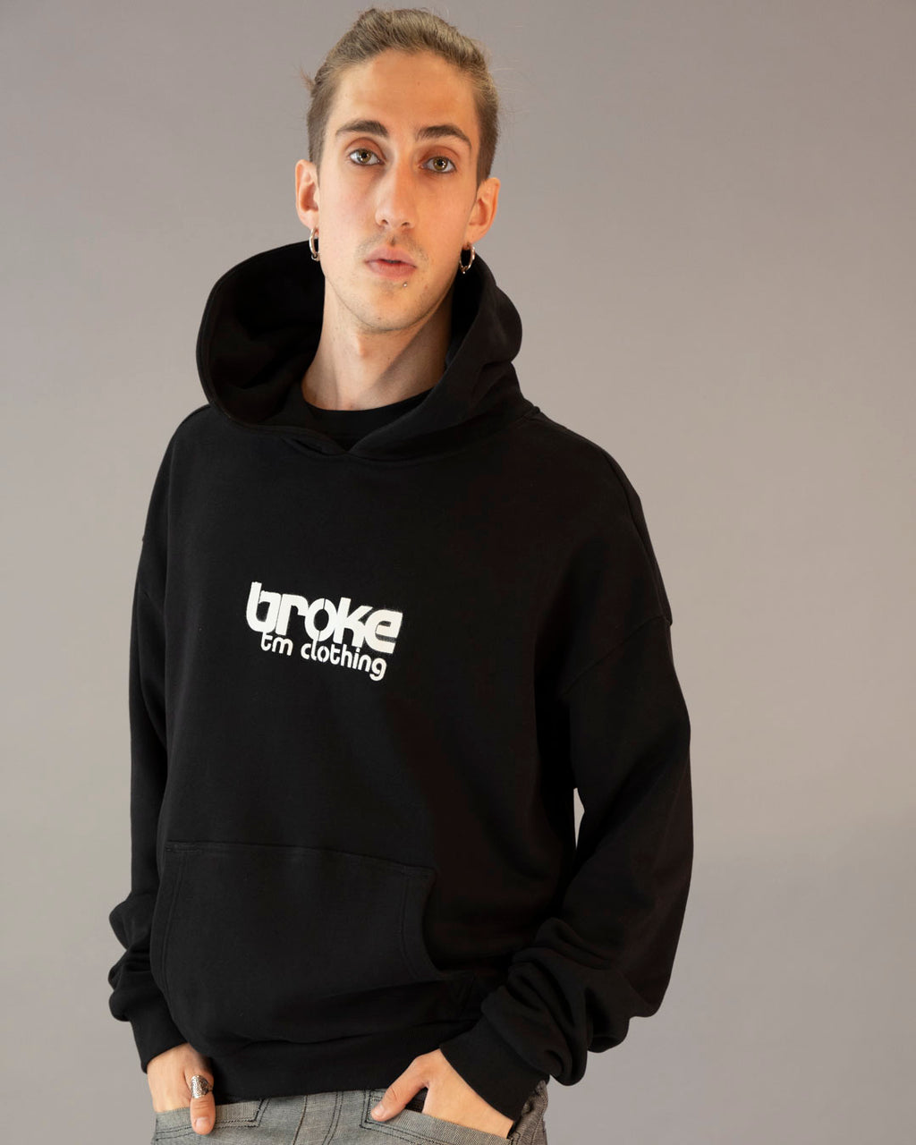ARTY SWEAT HOODED BROKE ITALIAN BOOD BLACK