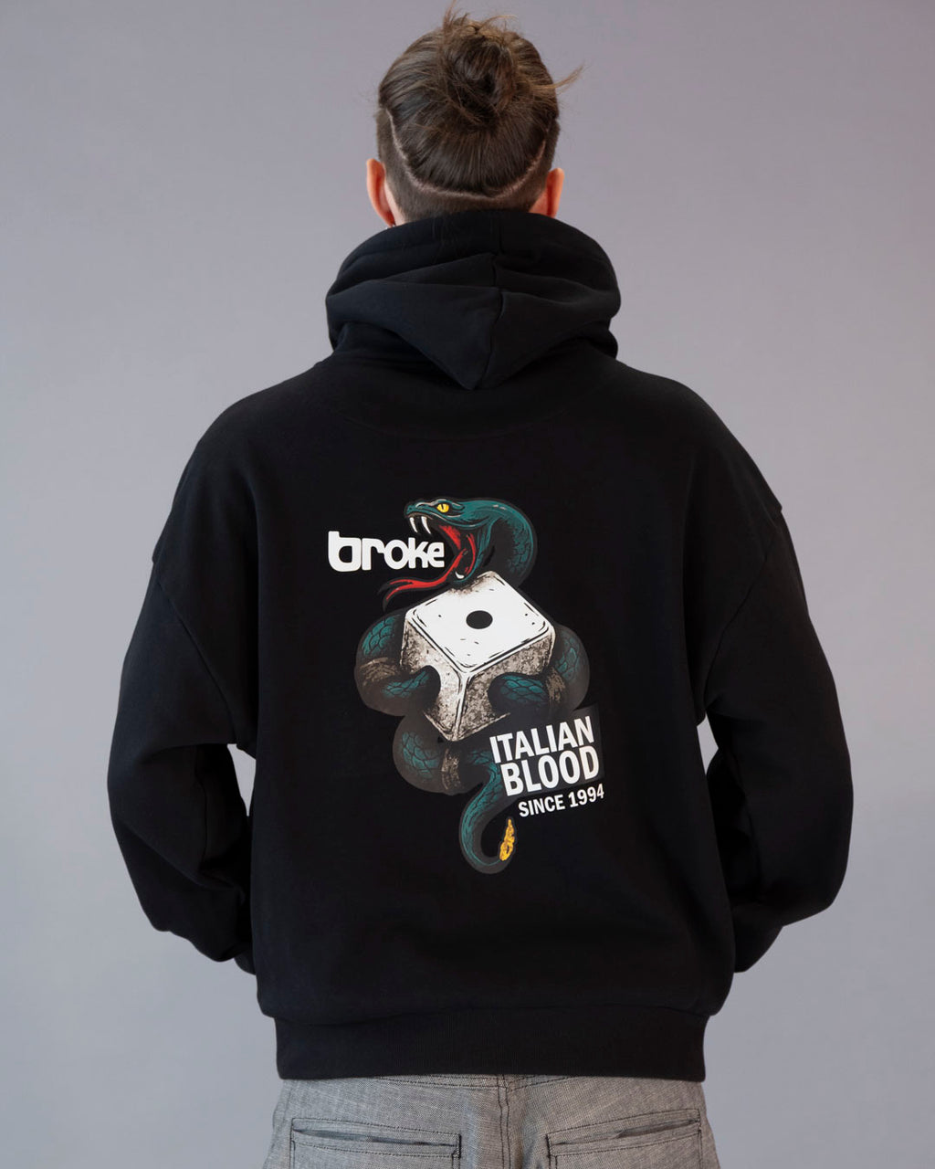 ARTY SWEAT HOODED BROKE ITALIAN BOOD BLACK