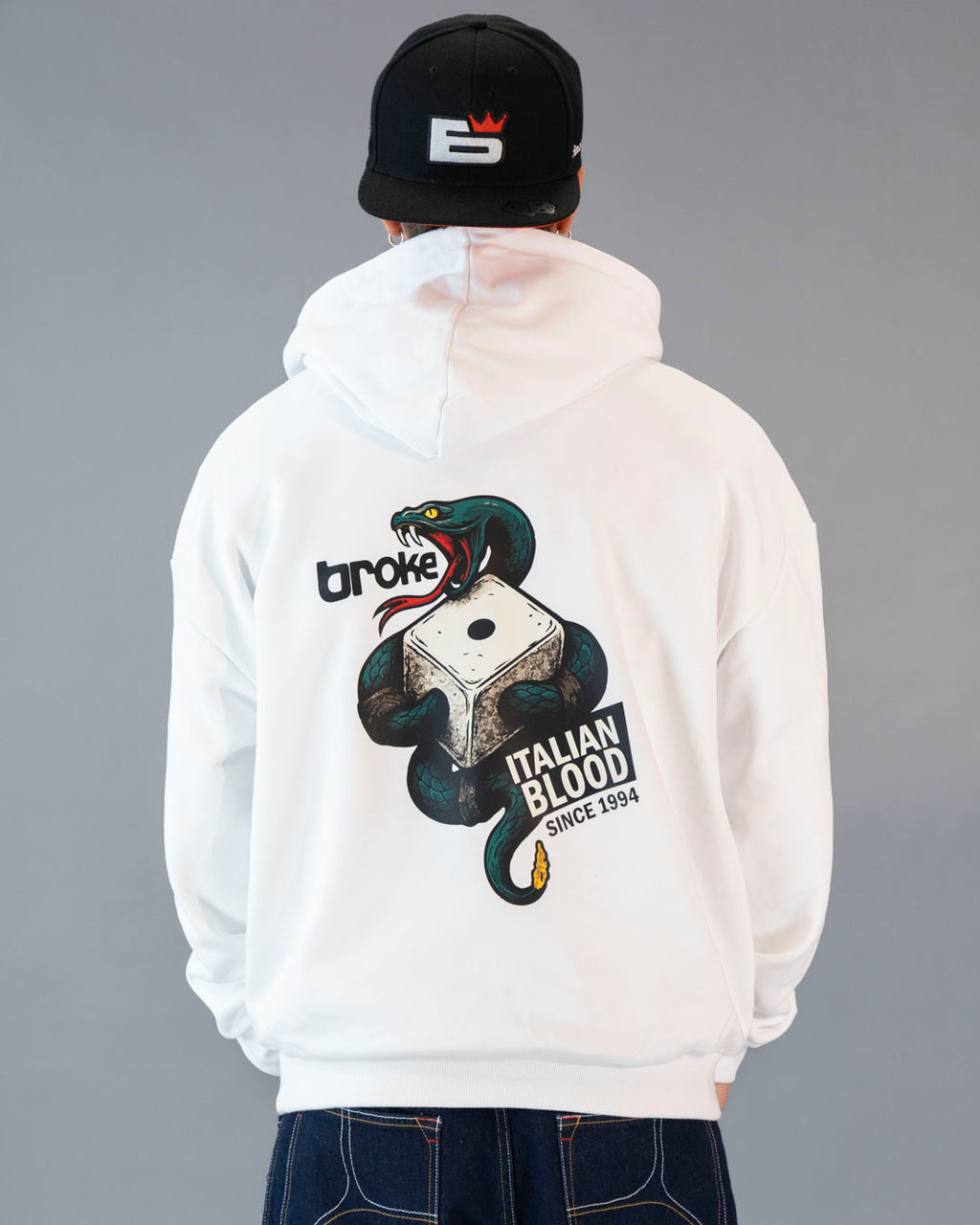 ARTY SWEAT HOODED BROKE ITALIAN BLOOD WHITE