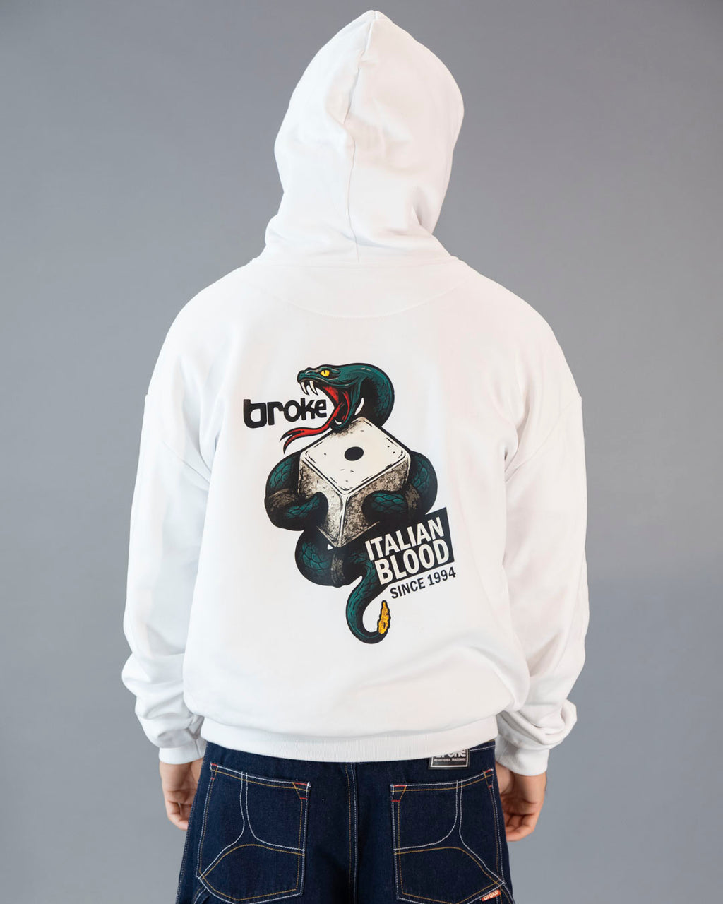 ARTY SWEAT HOODED BROKE ITALIAN BLOOD WHITE