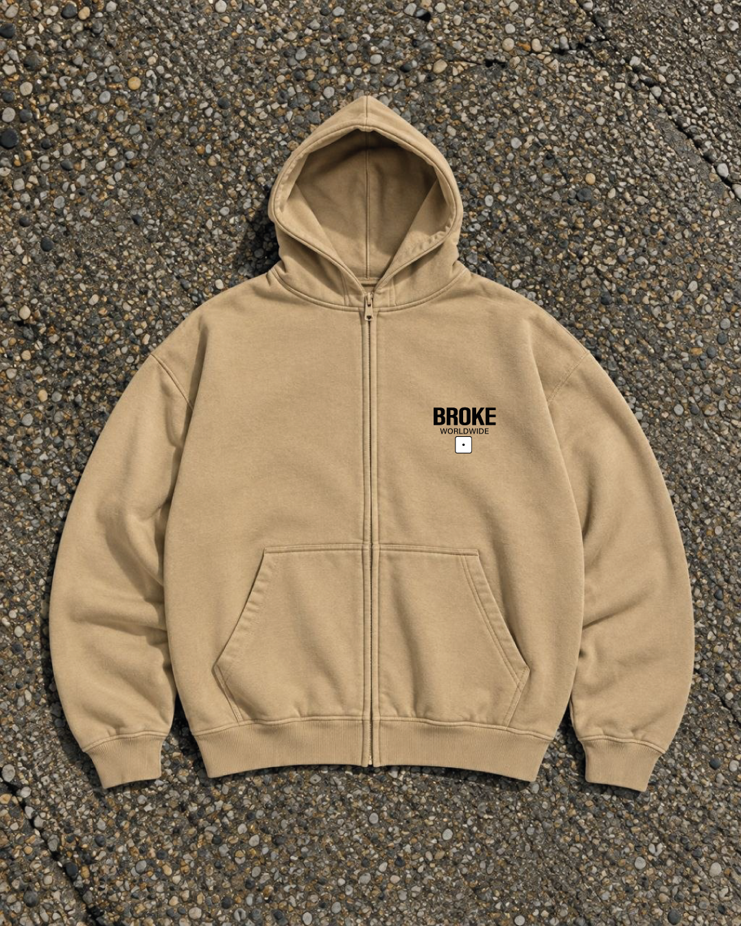 Felpa Zip Beige – Broke Worldwide