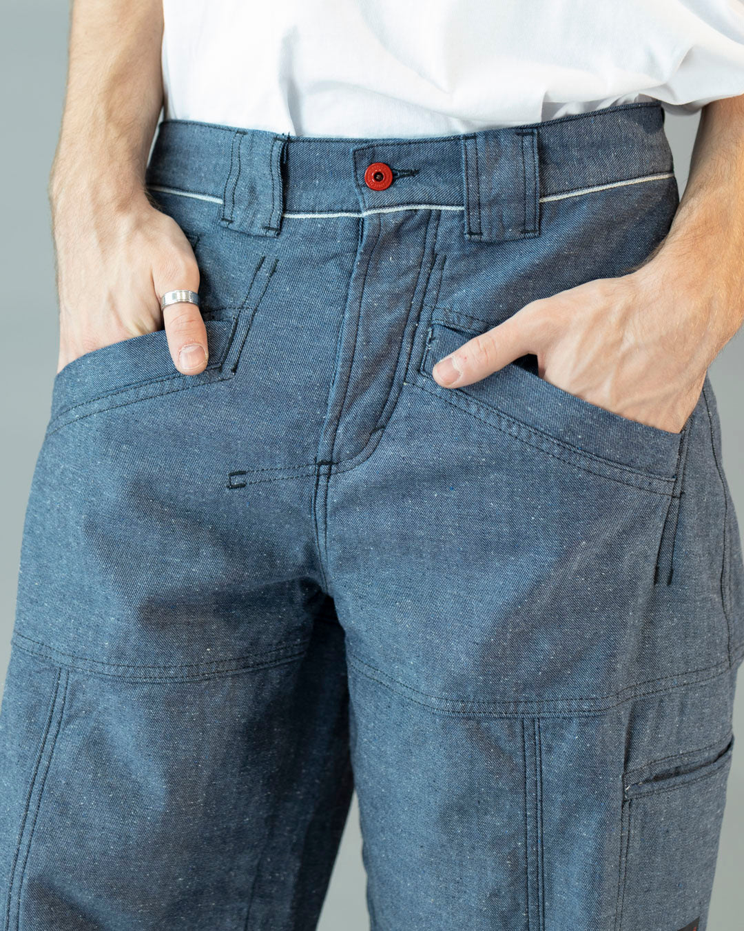PREORDINE - PANTS SHAKY DENIM CIMOSATO BLU ROVESCIATO