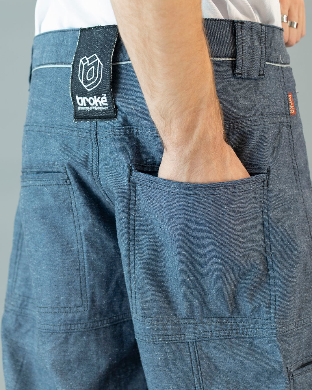 PREORDINE - PANTS SHAKY DENIM CIMOSATO BLU ROVESCIATO