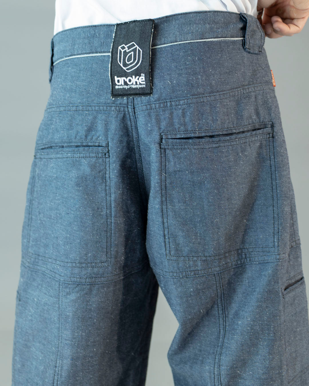 PREORDINE - PANTS SHAKY DENIM CIMOSATO BLU ROVESCIATO