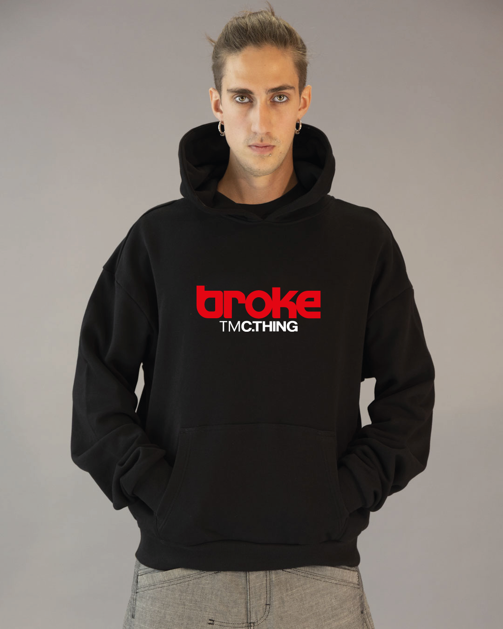 ARTY SWEAT HOODED BROKE ISTITUTIONAL BLACK